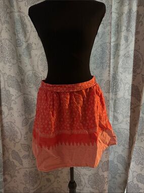 Old Navy Orange Patterned Drawstring Mini Skirt